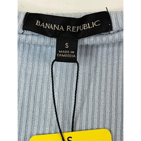 Banana Republic Womens Small Ribbed Knit Top Blue Long Sleeve Boat Neck NWT - Picture 10 of 11